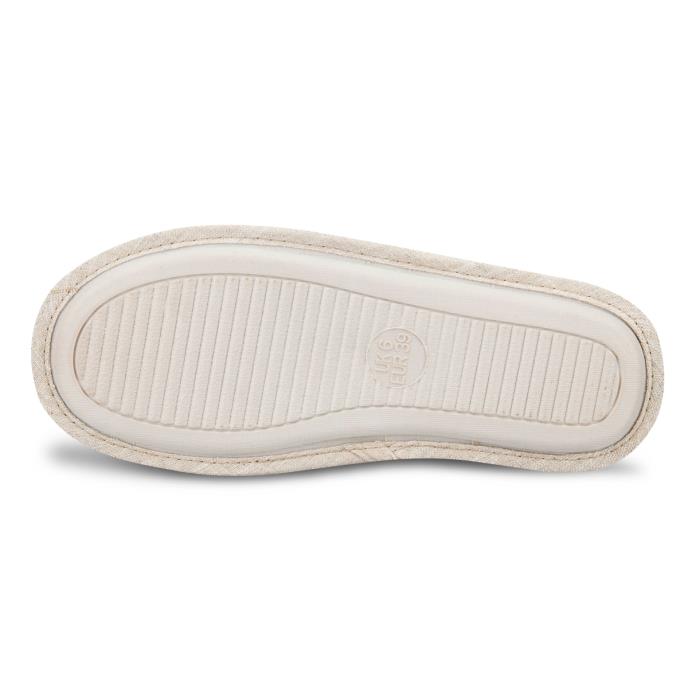 Isotoner® Ladies Linen Twist Open Toe Slipper Stone Extra Image 5